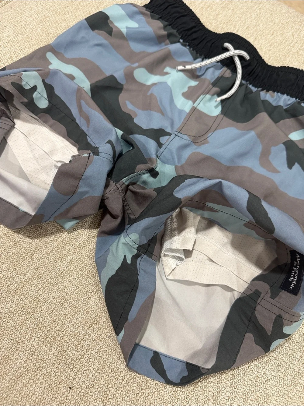 Abercrombie & Fitch Blue and Gray Camo Kids Swim Trunks